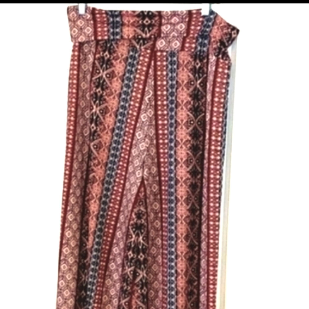 New Directions Wide Leg Boho Print Palazzo Pants. Size Medium. Earthtones